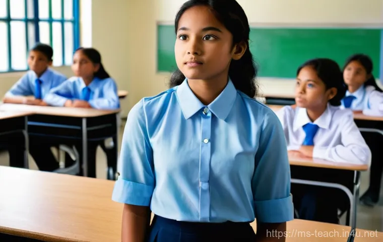 교사 실습 사례 분석 - **Prompt:** A young, enthusiastic female teacher trainee stands at the front of a brightly lit Malay...