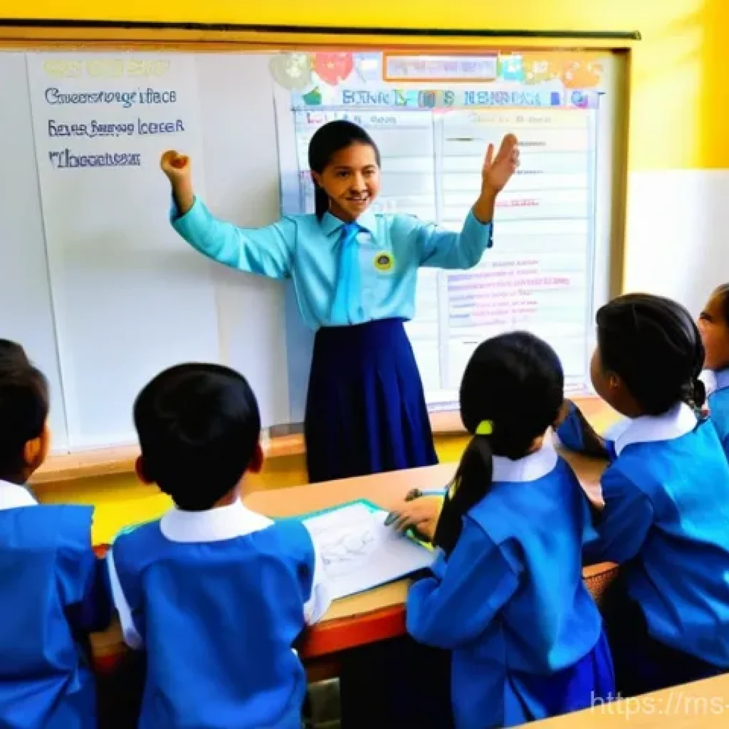 교사 4차 산업혁명 교육 사례 - A Vibrant Digital Classroom in Malaysia**
**Prompt:** A modern, brightly lit Malaysian primary scho...