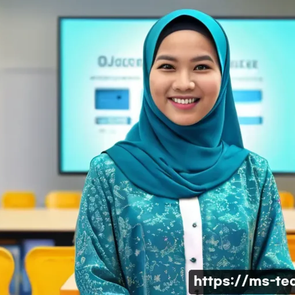 교사 교육 포트폴리오 작성법 - **The Dynamic Digital Educator Portfolio**
    A vibrant and modern image depicting a Malaysian fema...