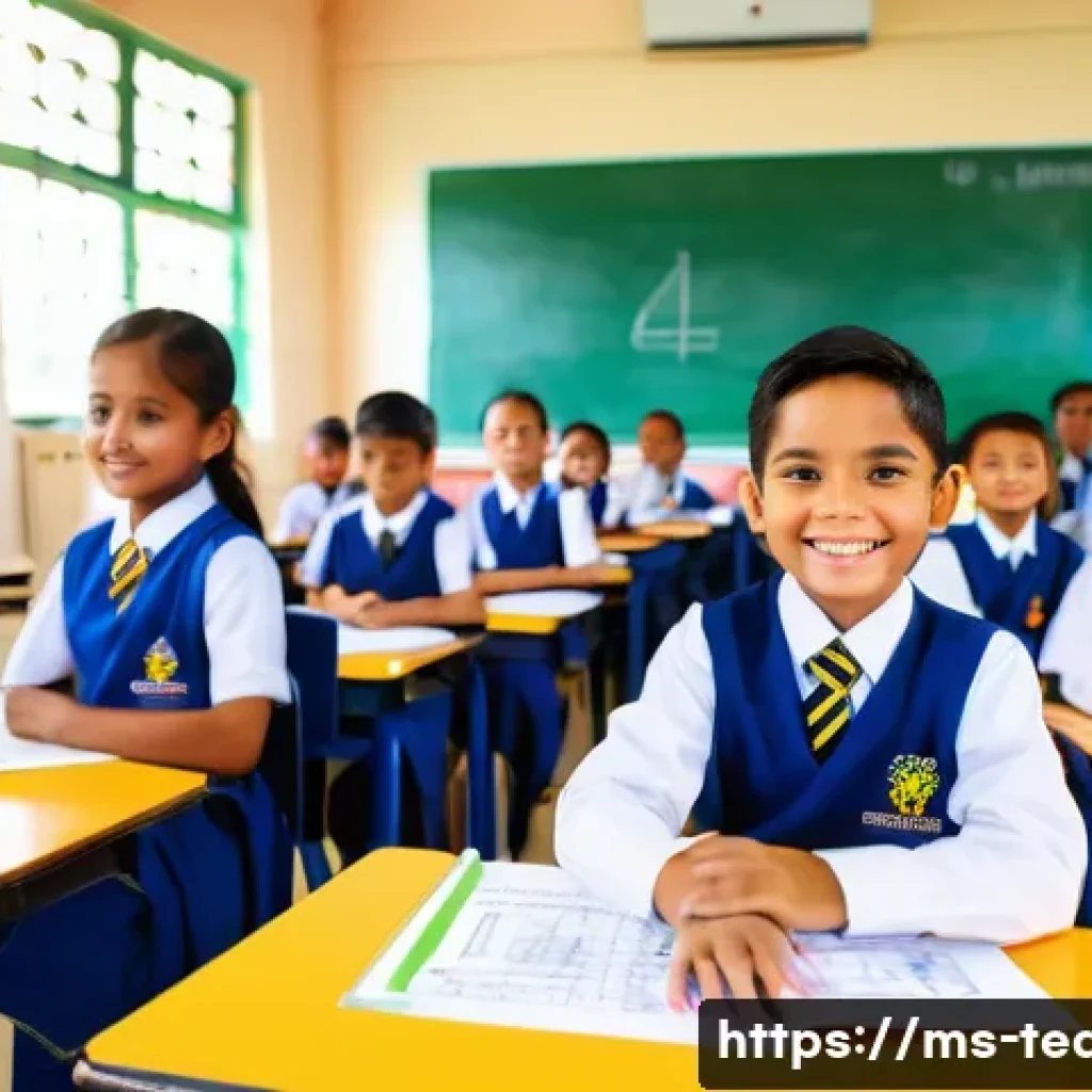 교사 실무 팁과 노하우 - A lively Malaysian primary school classroom scene showing a diverse group of children aged 7-9 activ...