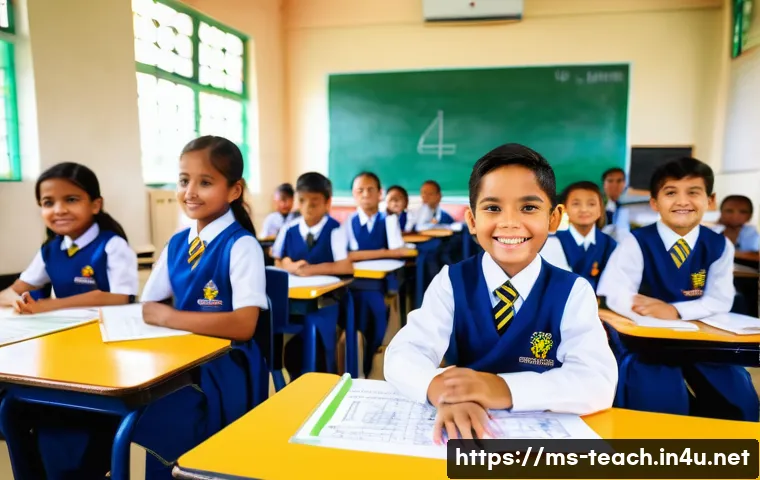 교사 실무 팁과 노하우 - A lively Malaysian primary school classroom scene showing a diverse group of children aged 7-9 activ...