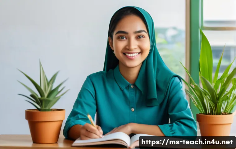 교사 학생 상담 사례 모음 - A warm and inviting school counseling room in Malaysia, featuring a female Malay teacher sitting att...